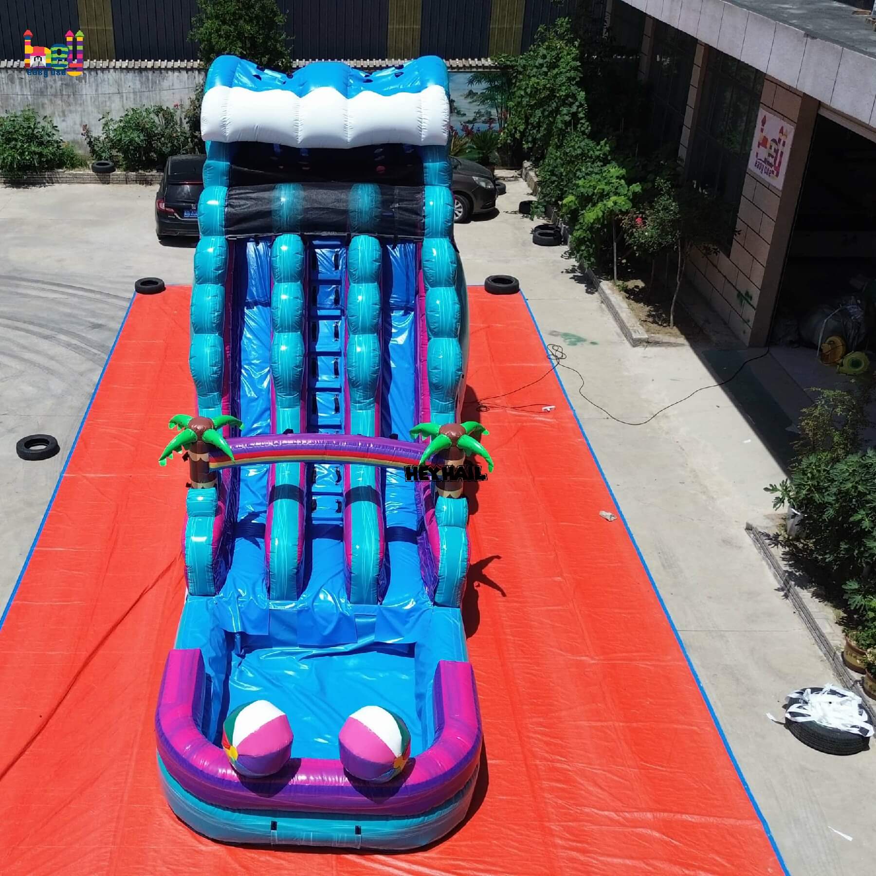 commercial PVC inflatable 18ft dual lane water slide on sale