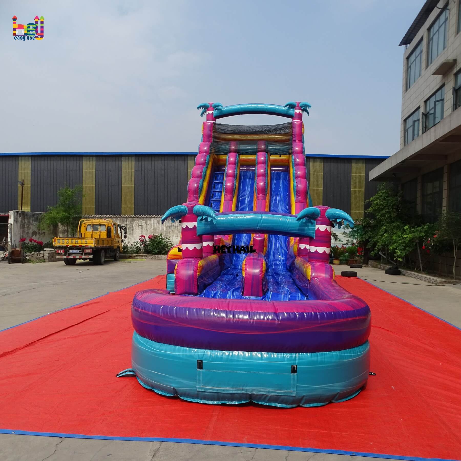 22ft dual lane water slide with slip and slide for outdoor fun