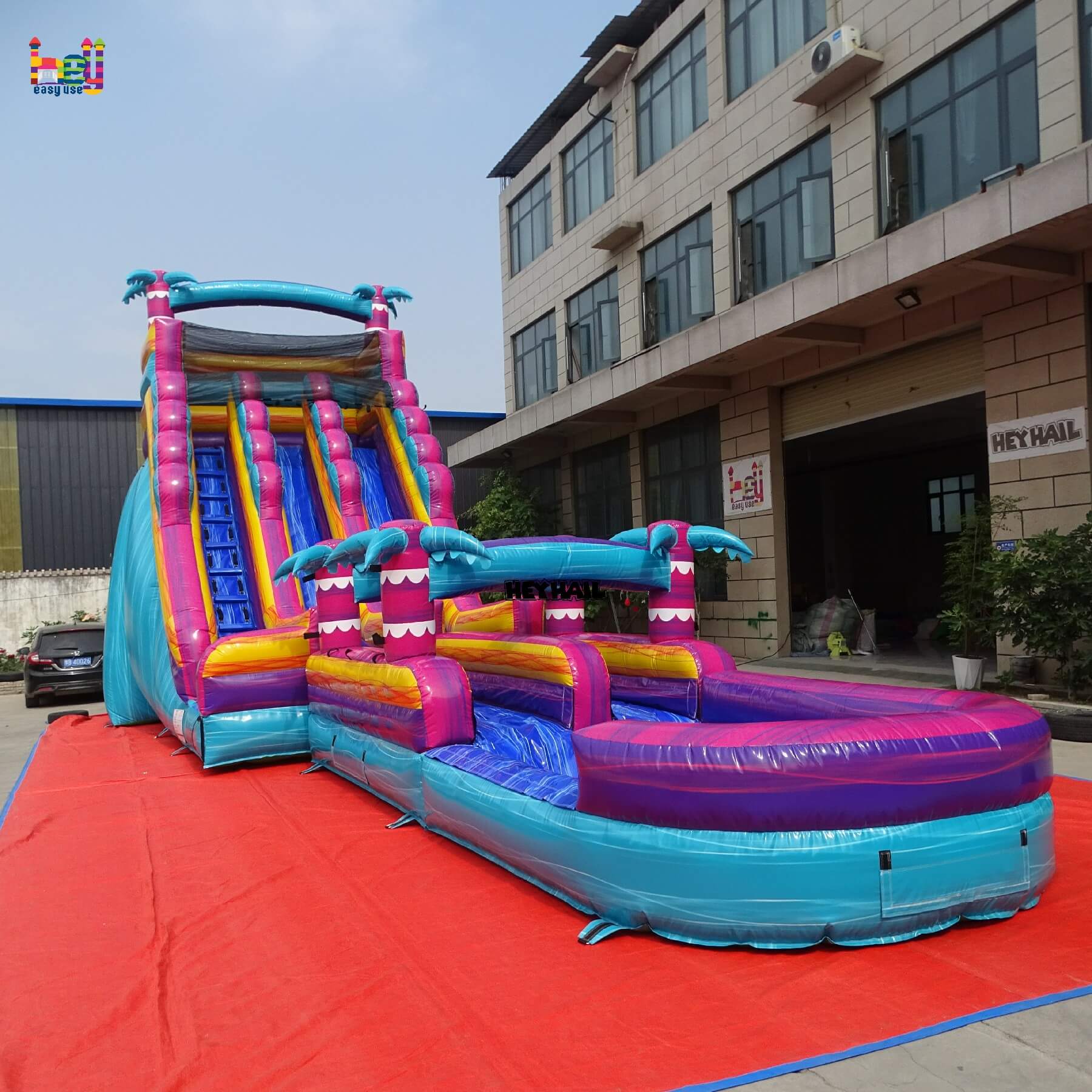 22ft dual lane water slide with slip and slide for outdoor fun