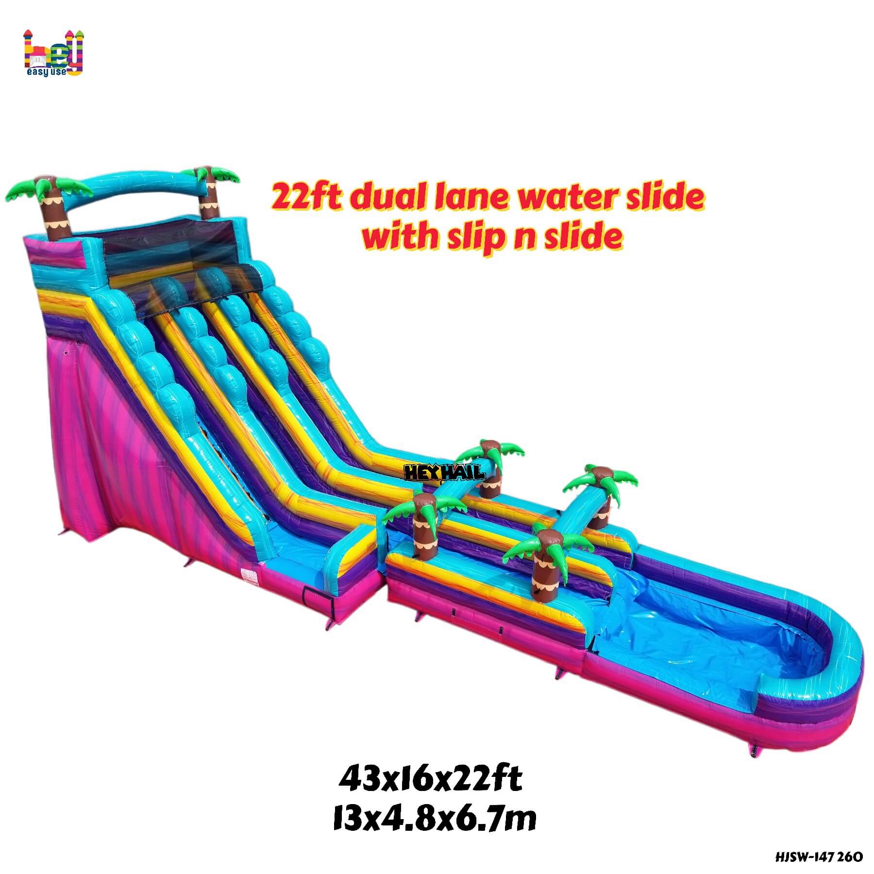commercial 22ft inflatable water slide with slip and slide