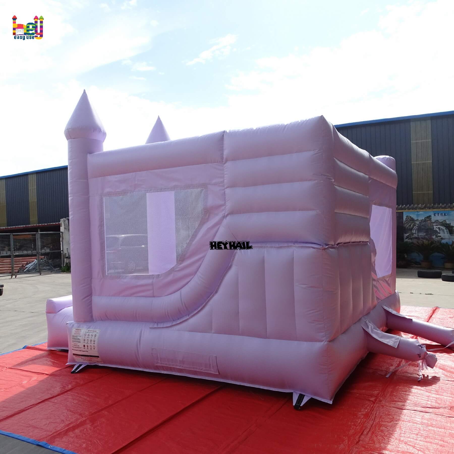 hot sell 13ft pastel purple bounce house with slide