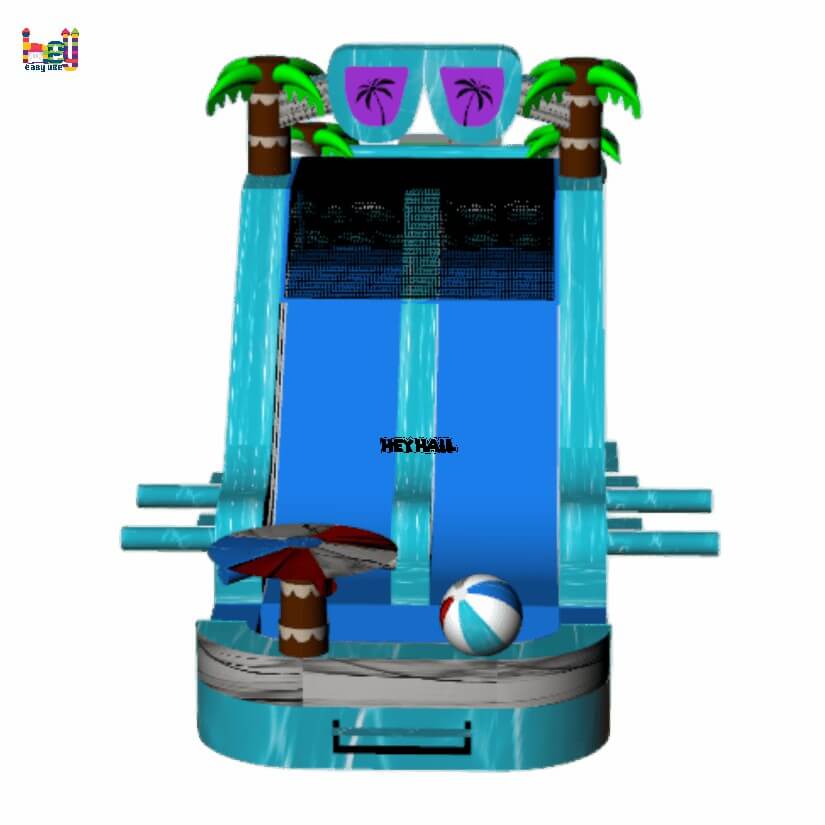 40ft dual lane obstacle with wet dry-inflatable landing pool