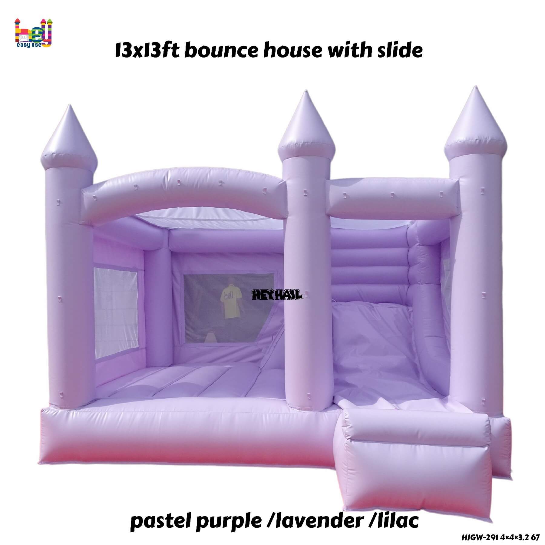 hot sell 13ft pastel purple bounce house with slide