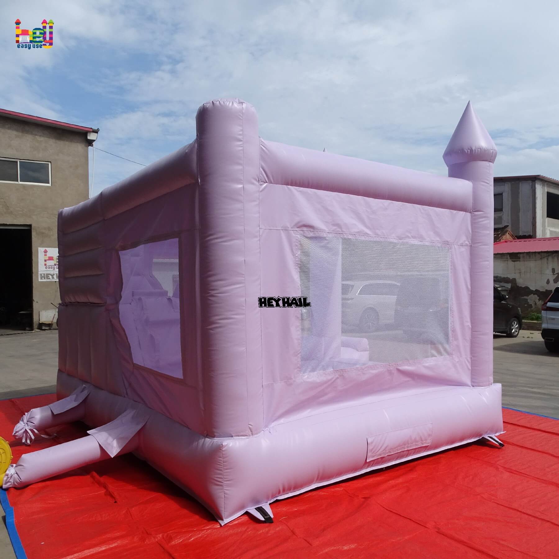 hot sell 13ft pastel purple bounce house with slide