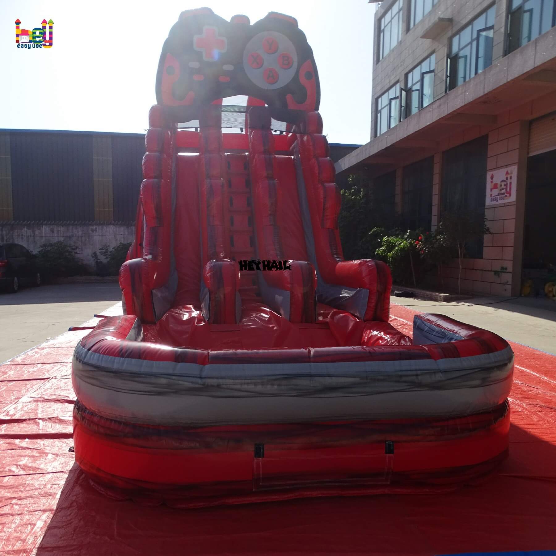hot sale inflatable game theme 20ft dual lane water slide 