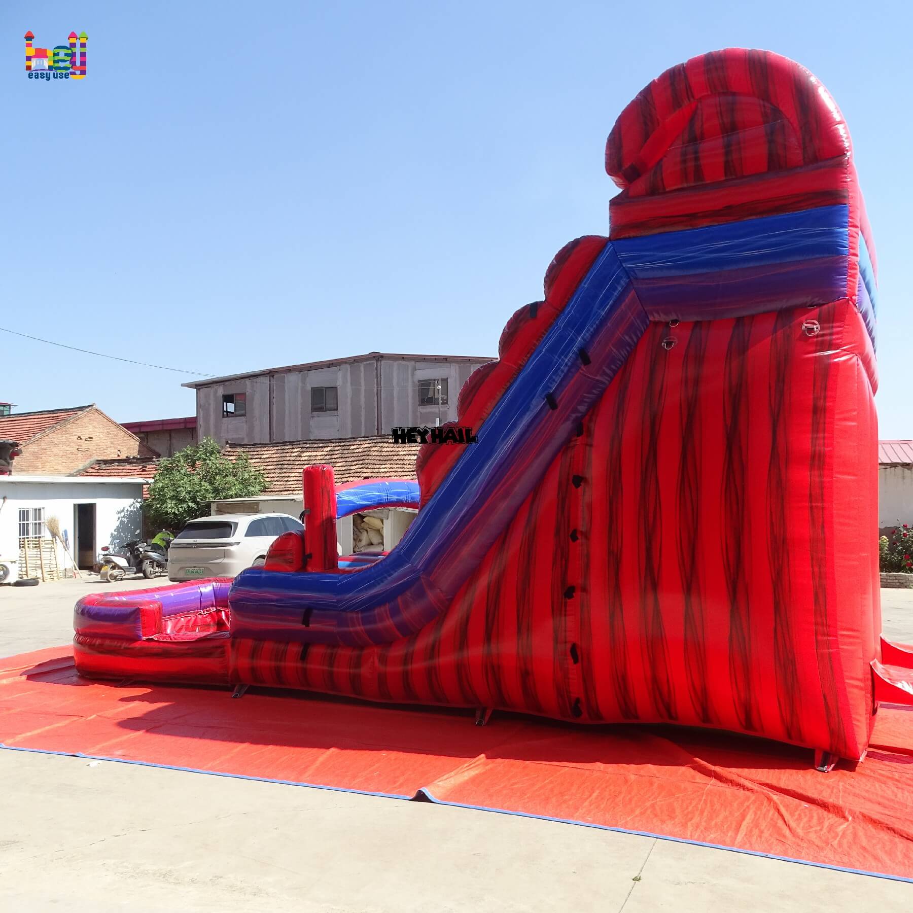 18ft dual lane water slide inflatable red color water slide