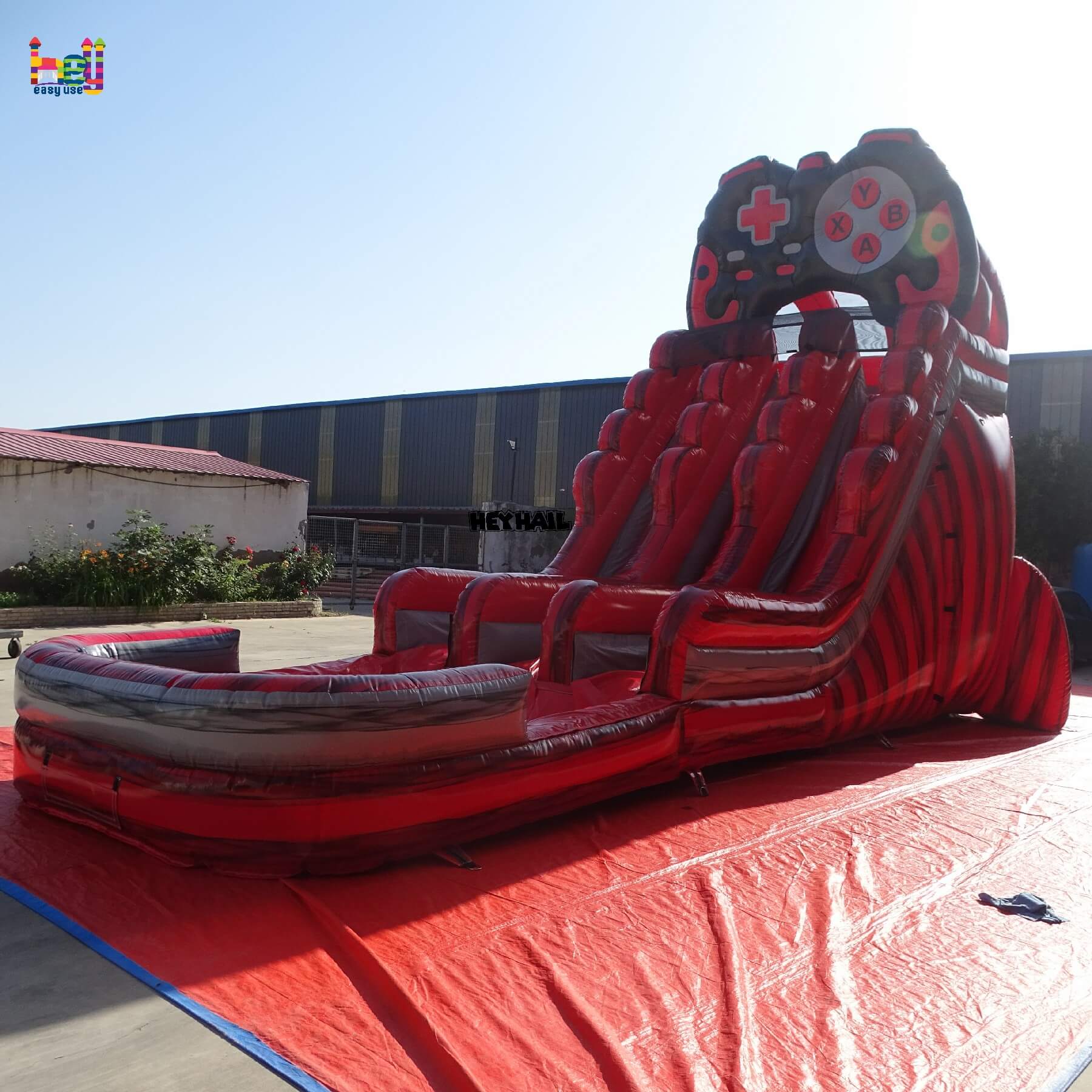 hot sale inflatable game theme 20ft dual lane water slide 