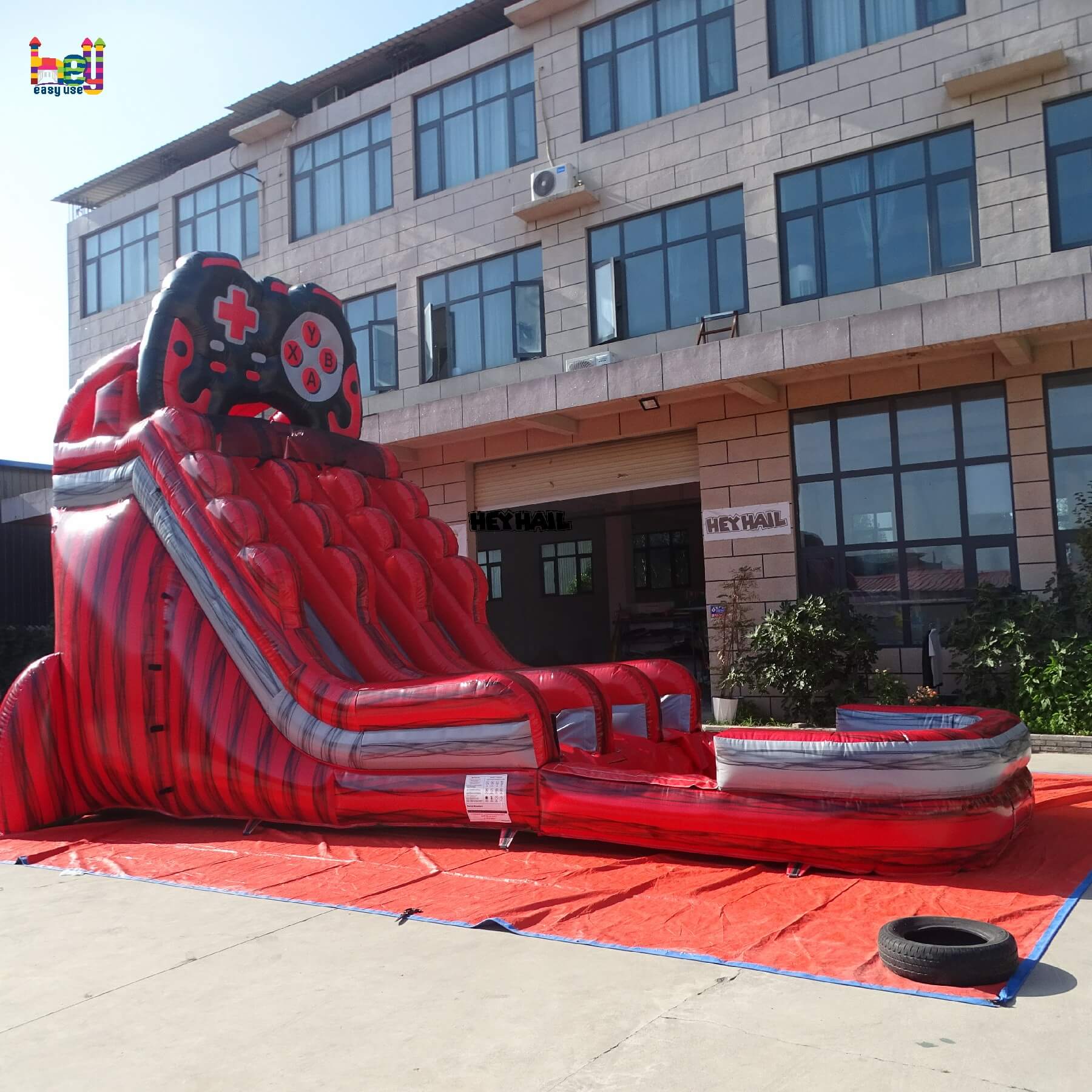 hot sale inflatable game theme 20ft dual lane water slide 