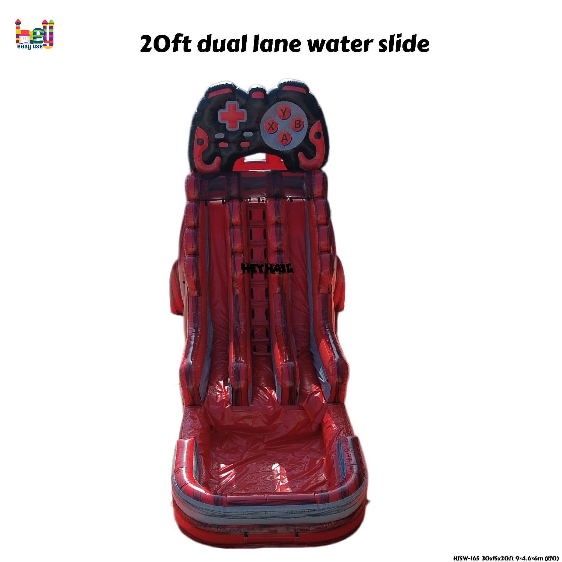 hot sale inflatable game theme 20ft dual lane water slide 