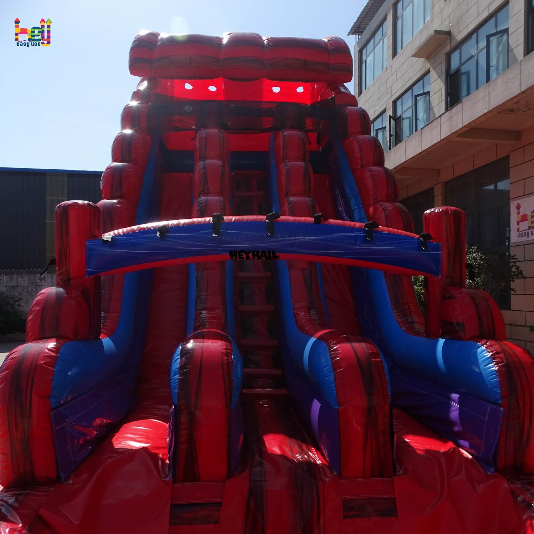 18ft dual lane water slide inflatable red color water slide