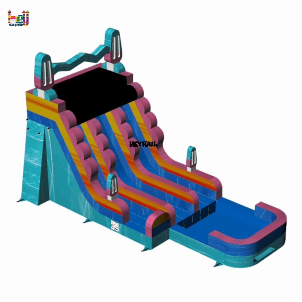 new design 20ft dual lane water slide with left ladder