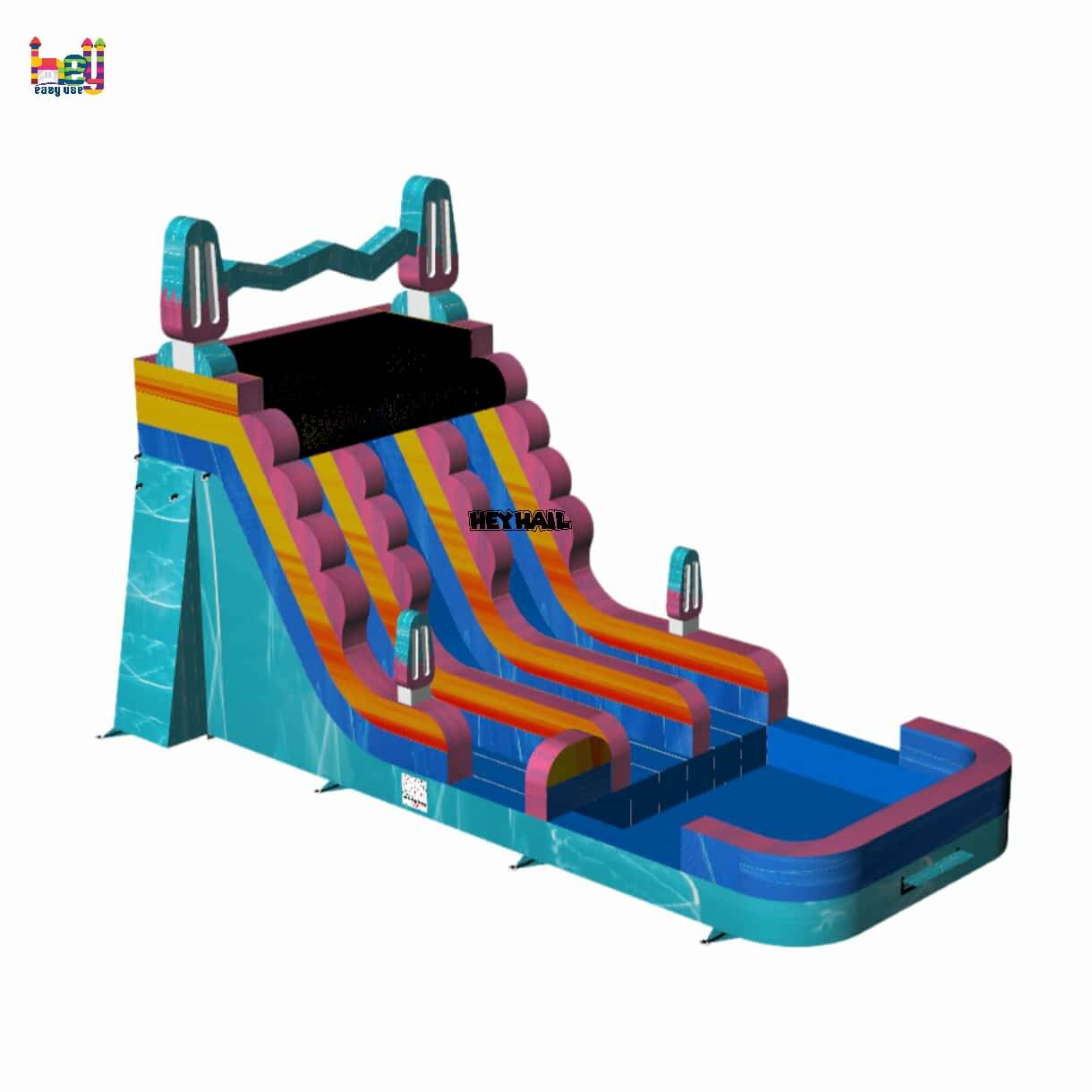 new design 20ft dual lane water slide with left ladder