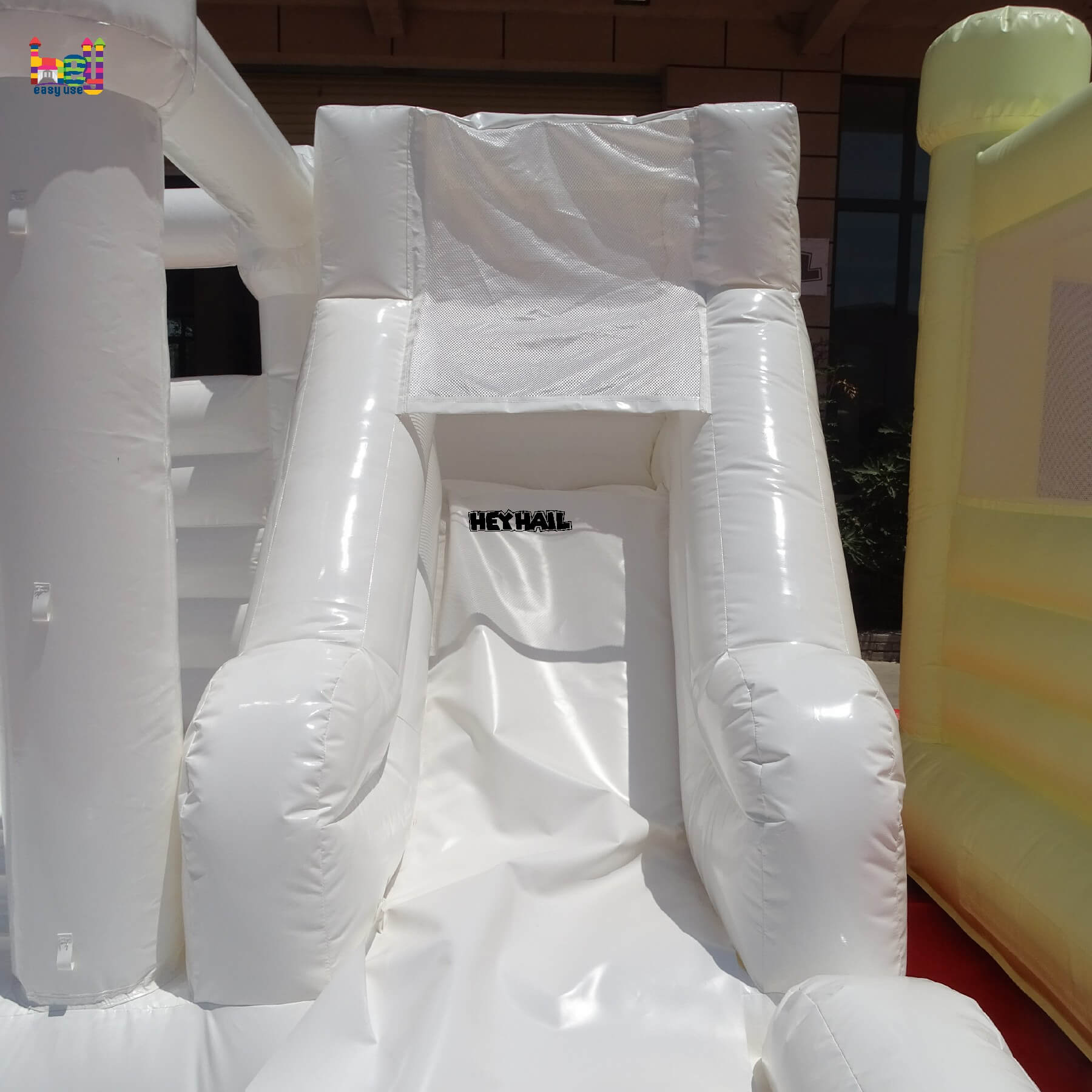 popular inflatable white bounce house with slide and ball pit