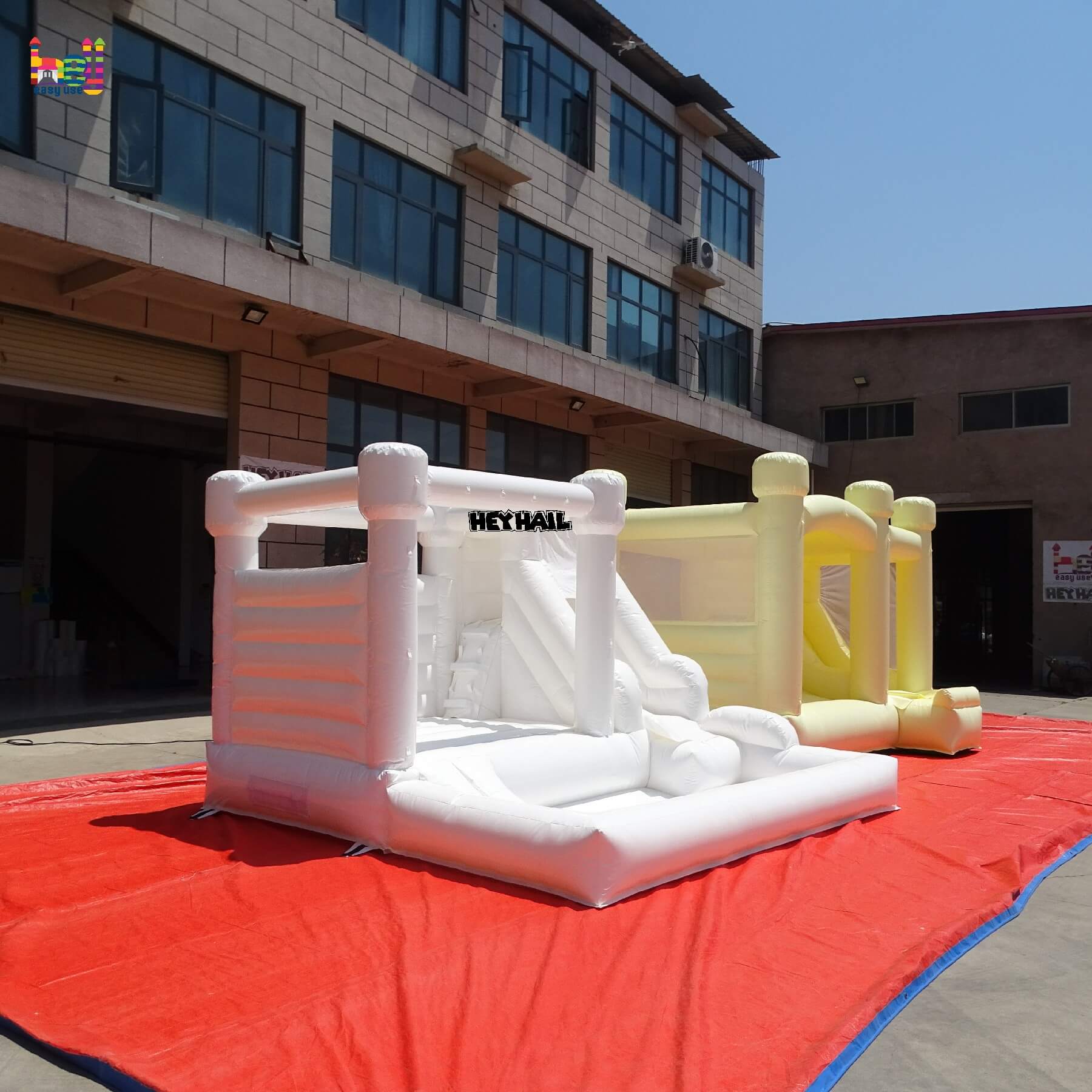 popular inflatable white bounce house with slide and ball pit