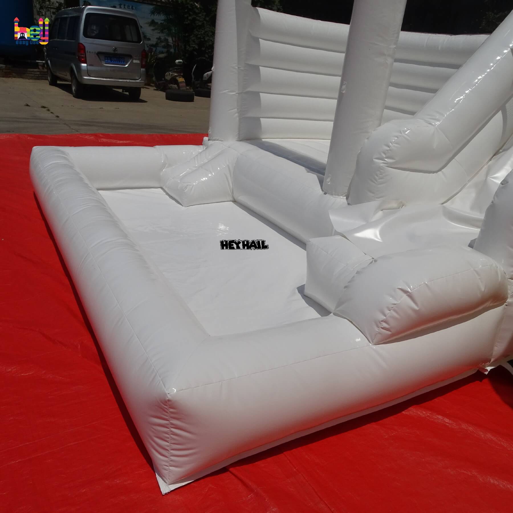 popular inflatable white bounce house with slide and ball pit