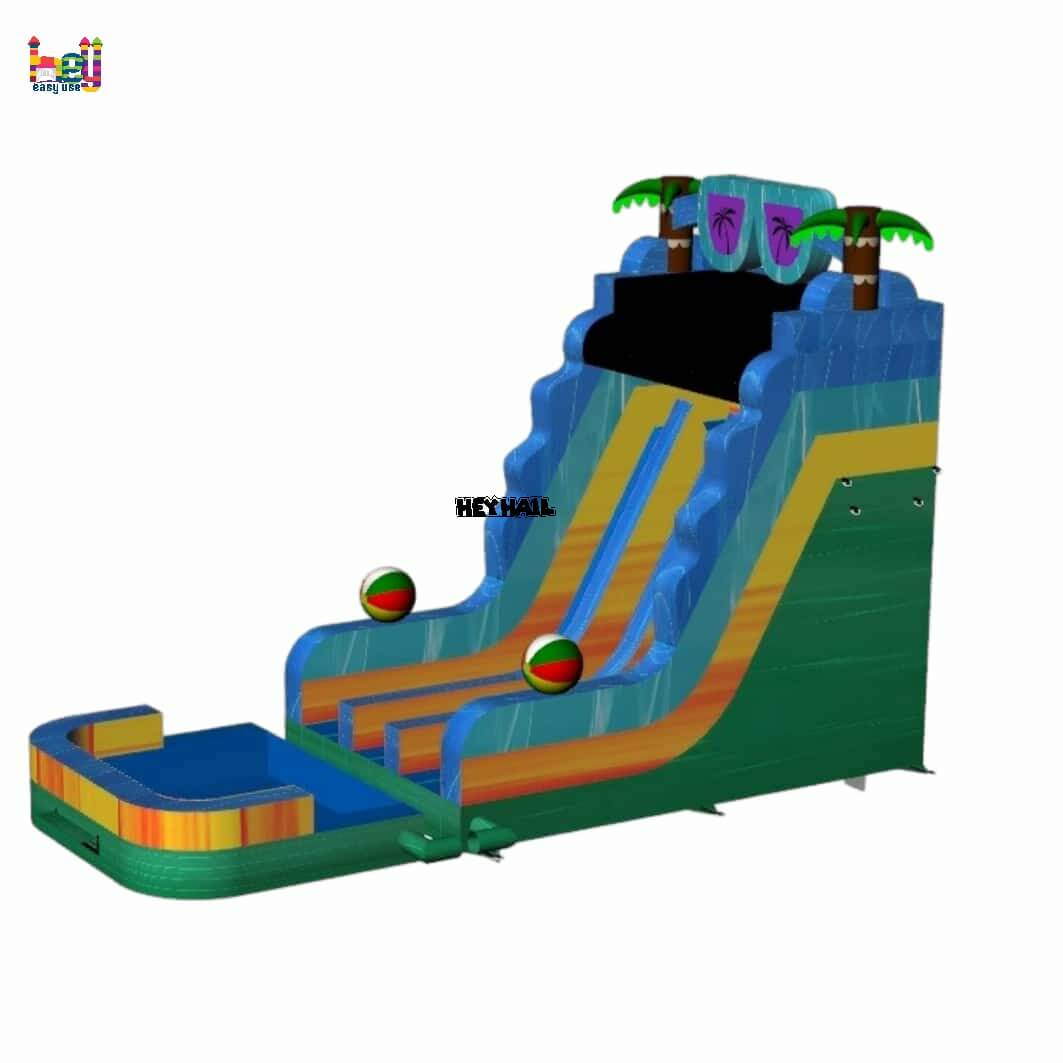 new 20ft dual lane water slide with detached pool