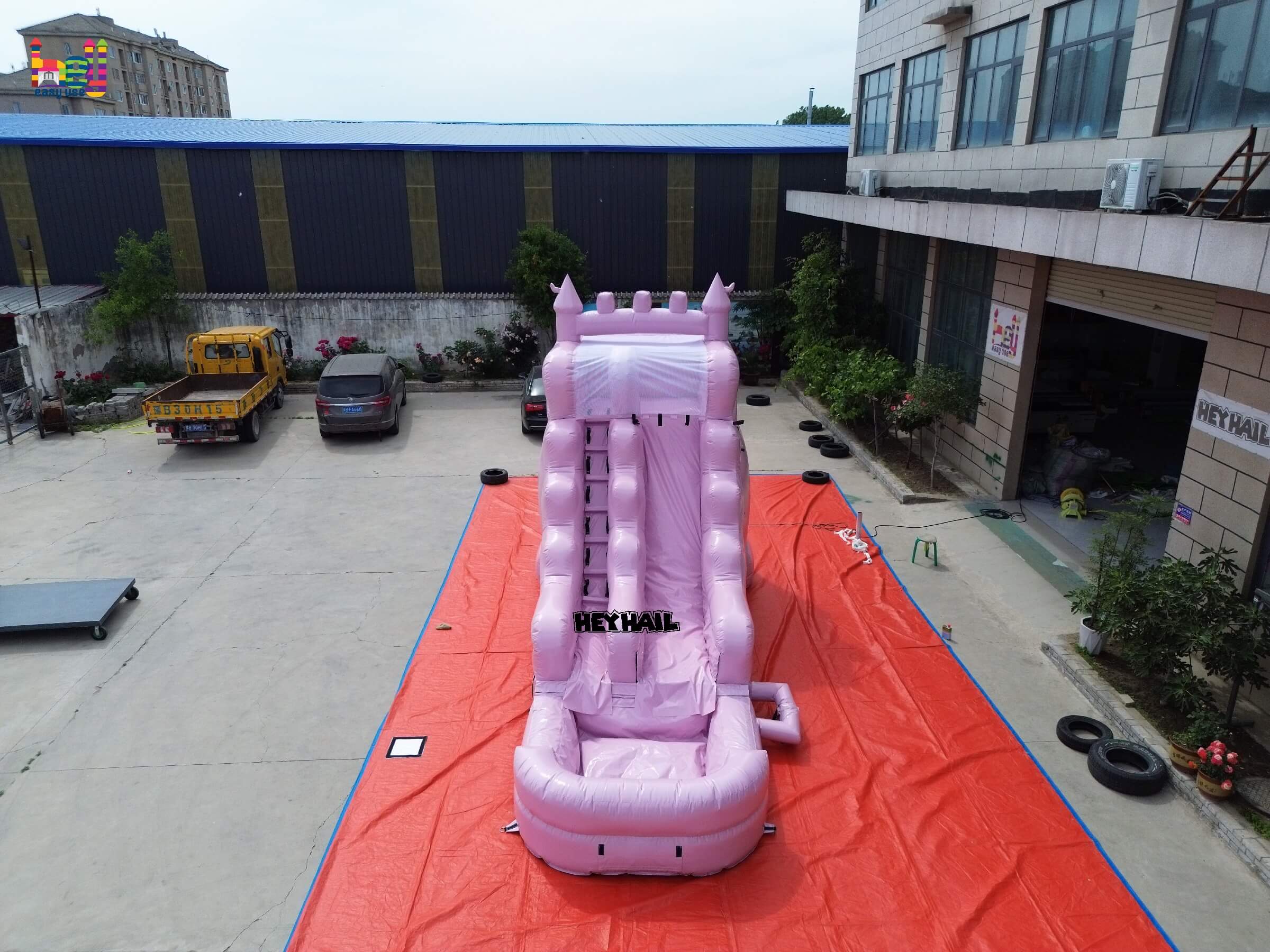 inflatable pastel pink 16ft water slide commercial PVC