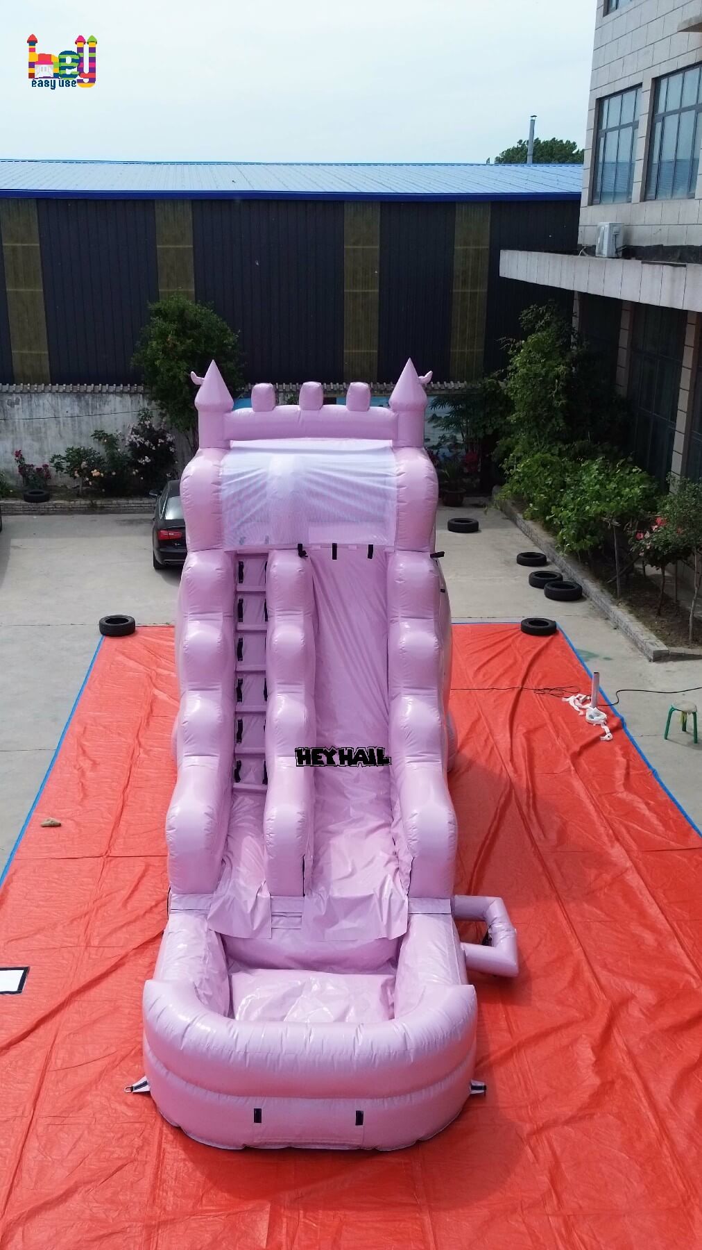 inflatable pastel pink 16ft water slide commercial PVC