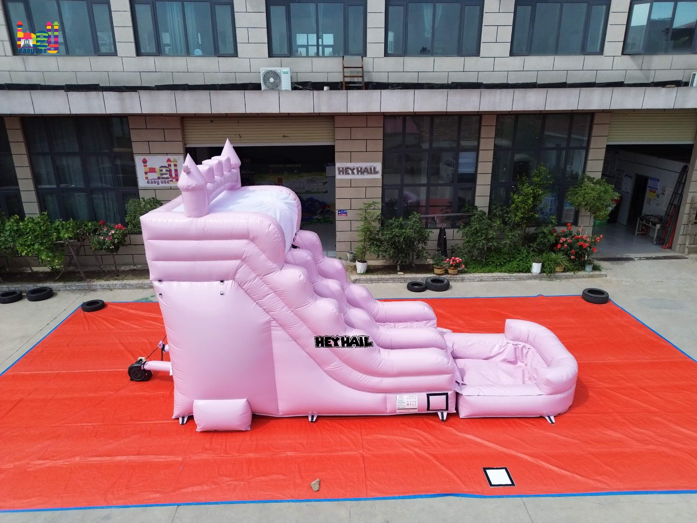 inflatable pastel pink 16ft water slide commercial PVC
